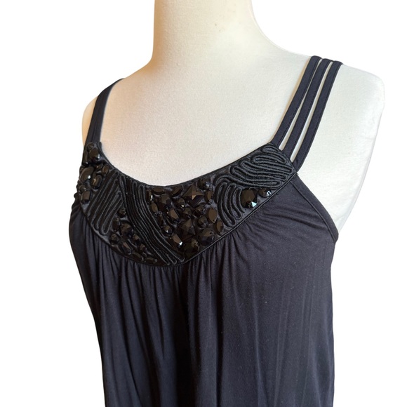 Express y2K Beaded Black Cami Tank Small Business Casual Club Party - Picture 1 of 6